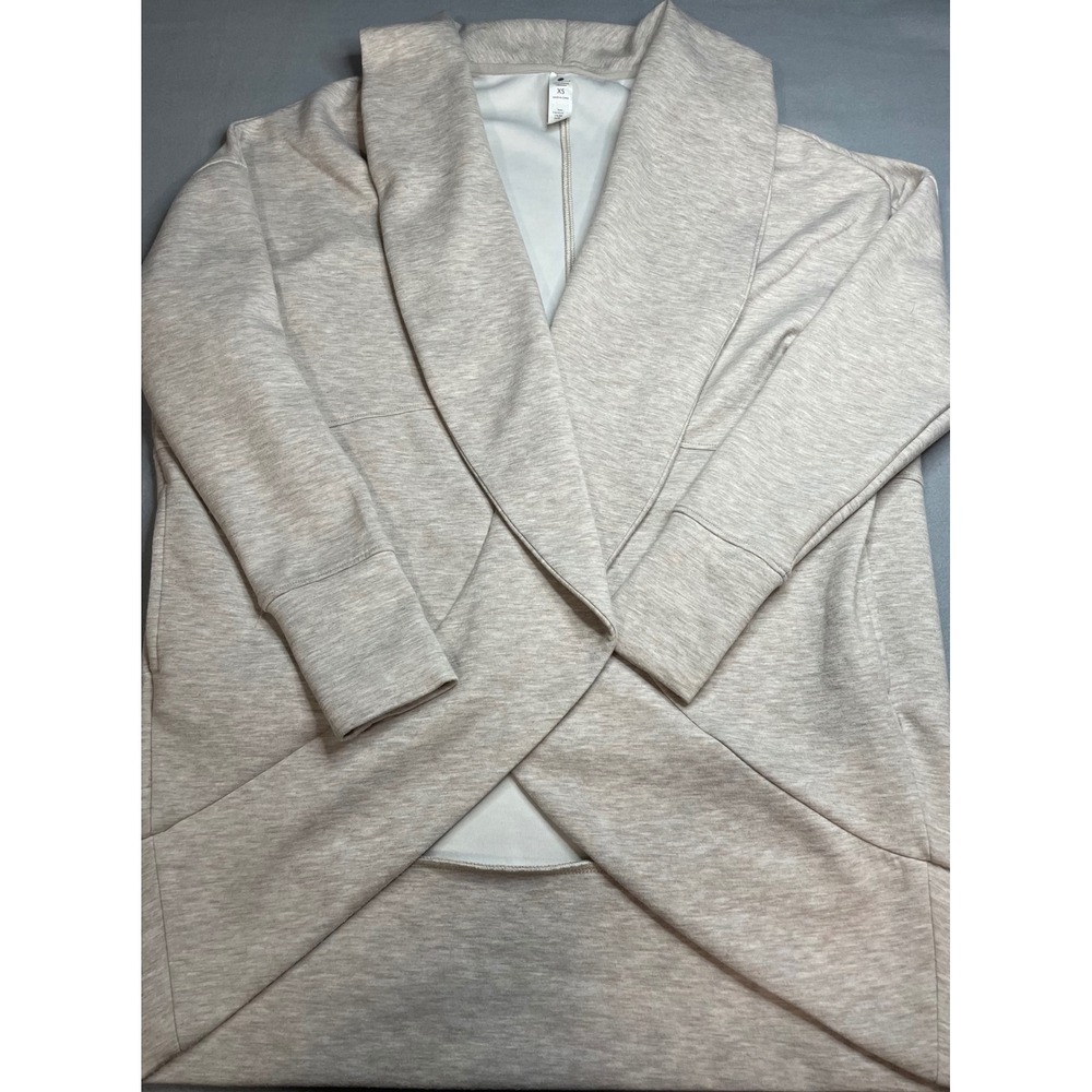 Yogalicious‎ Scuba London Cardigan Oatmeal Heather Open Front Thumbholes XS